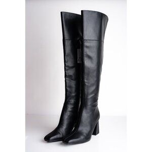 Zara Womens Over The Knee High Boots Black faux leather US 10 EU 41 New 2000/410